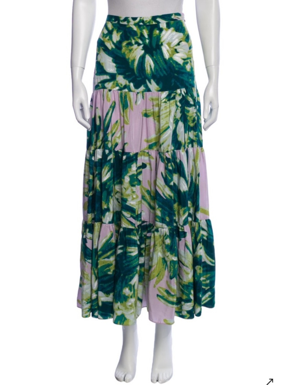 Just Cavalli Tropical Print Silk Maxi Skirt